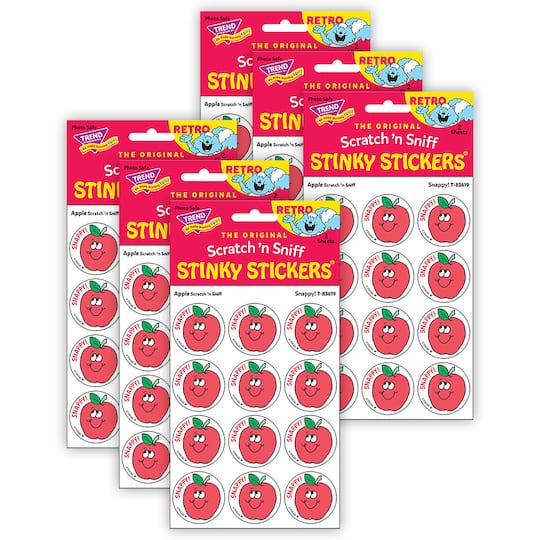 TREND Enterprises&#xAE; Snappy! Apple Scented Stickers, 6 Packs of 24
